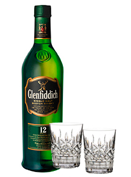 GLENFIDDICH 12 YEAR OLD SINGLE MALT WITH MARQUIS BY WATERFORD GLASSES