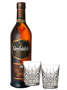 GLENFIDDICH 18 YEAR OLD SINGLE MALT WITH MARQUIS BY WATERFORD GLASSES