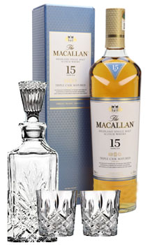 THE MACALLAN 15 YEAR OLD SINGLE MALT -750ML DOUBLE CASK COLLABORATION GIFT SET                                                  