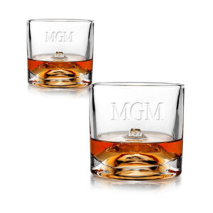 Engravable American Peaks Heavy Crystal Whiskey Glasses Gift, Set of 4
