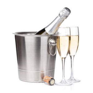 Stainless Steel Champagne Bucket with 2 Flutes